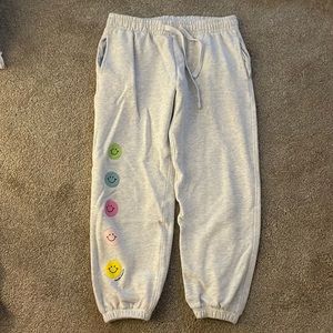 Frasier Sterling- gray smiley face sweatpants